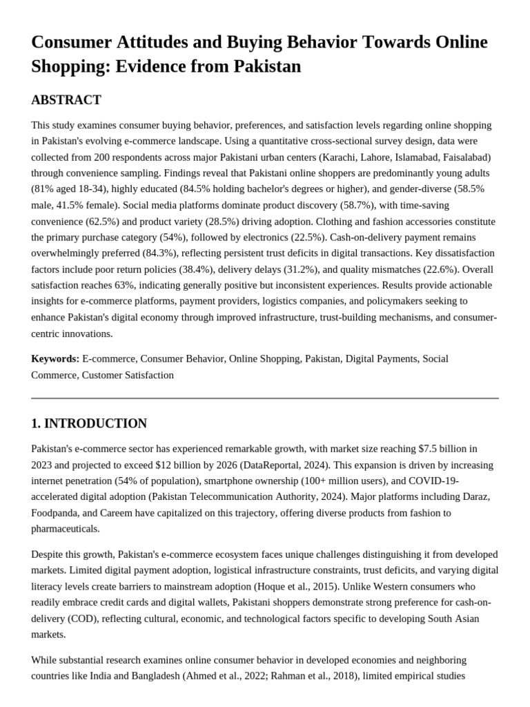 Consumer Behavior in Pakistan's E-Commerce | PDF | Online Shopping | E ...