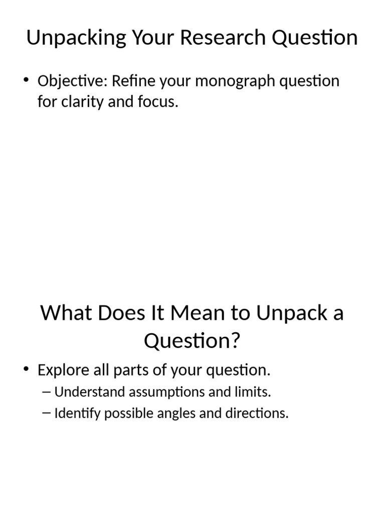 Unpacking Research Question 10th Grade | PDF