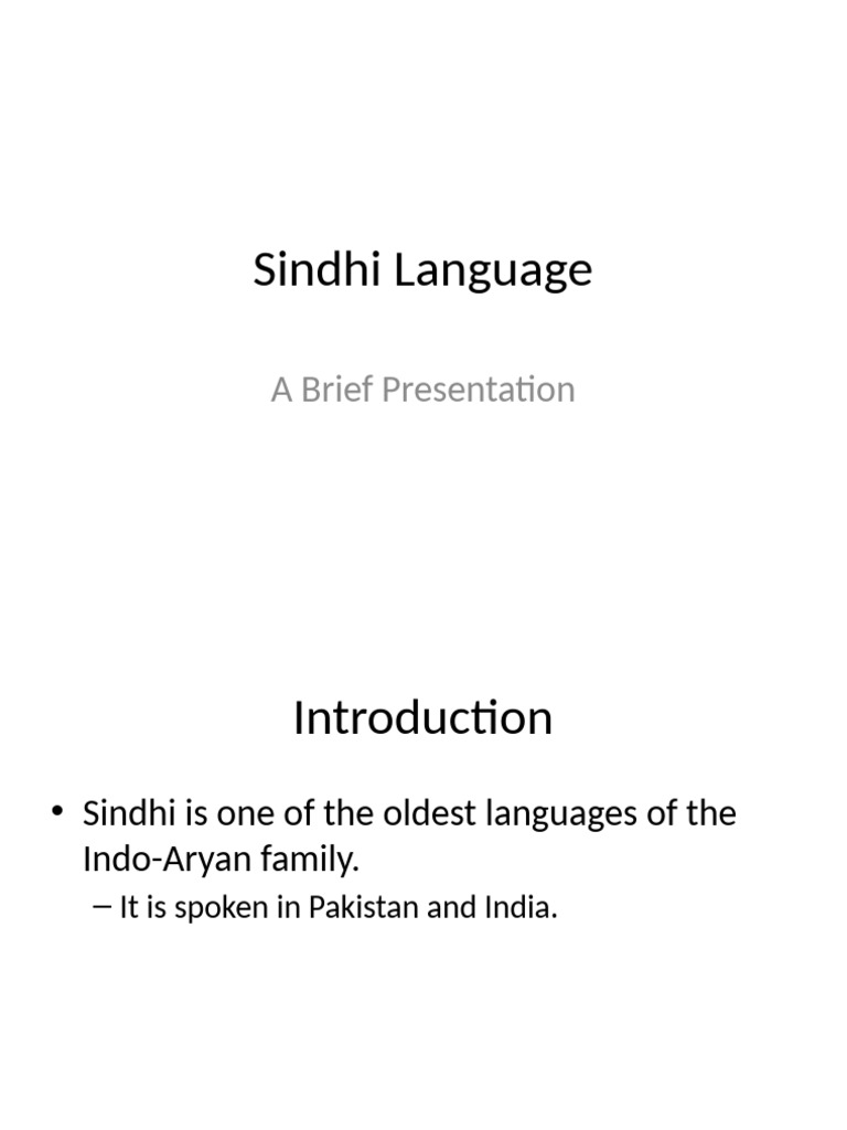 Sindhi Language Presentation | PDF
