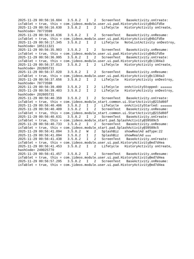 Android Activity Lifecycle Logs | PDF