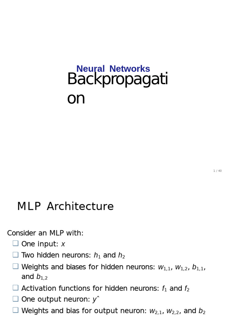 Backpropagation in MLP Neural Networks | PDF | Machine Learning ...