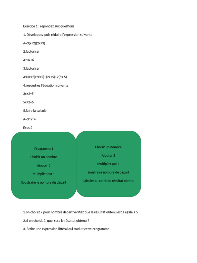 Exercices de mathématiques variés | PDF