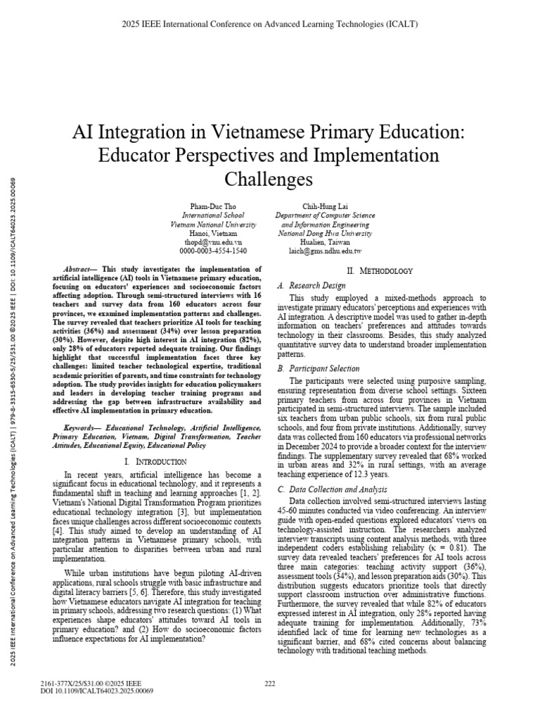 AI in Vietnamese Primary Education Insights | PDF | Artificial ...