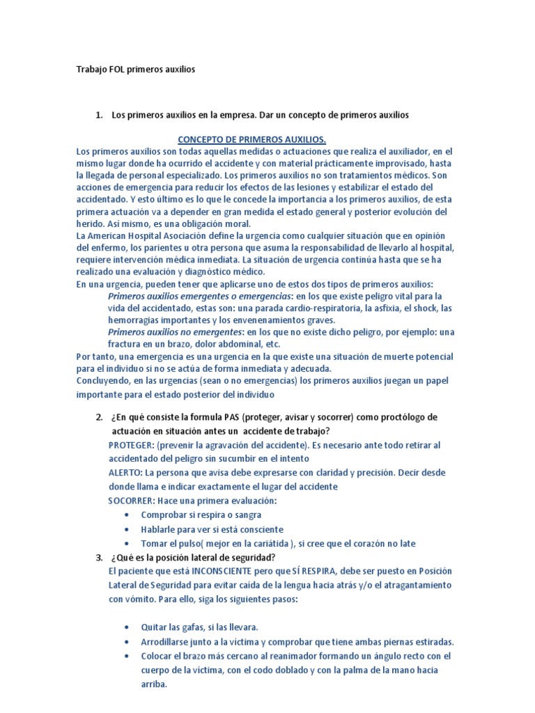 Primeros Auxilios: Conceptos y Técnicas | PDF | Quemar | Reanimación ...