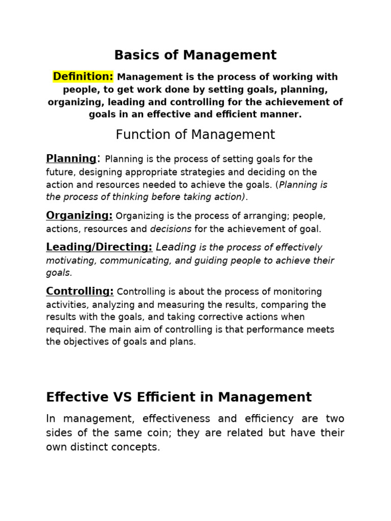Fundamentals of Management Explained | PDF