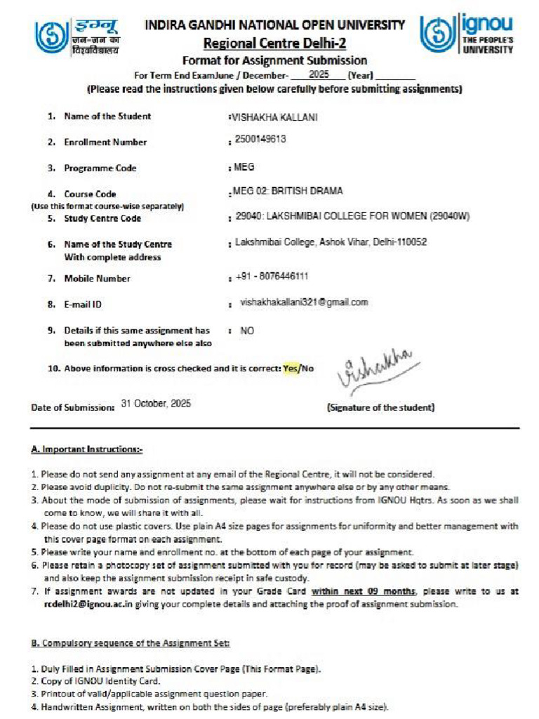 Ignou Meg02 British Drama Assignment 2025 | PDF