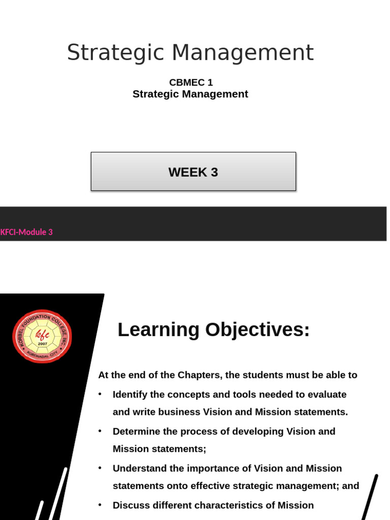 Formulating Vision and Mission Statements | PDF | Strategic Management ...