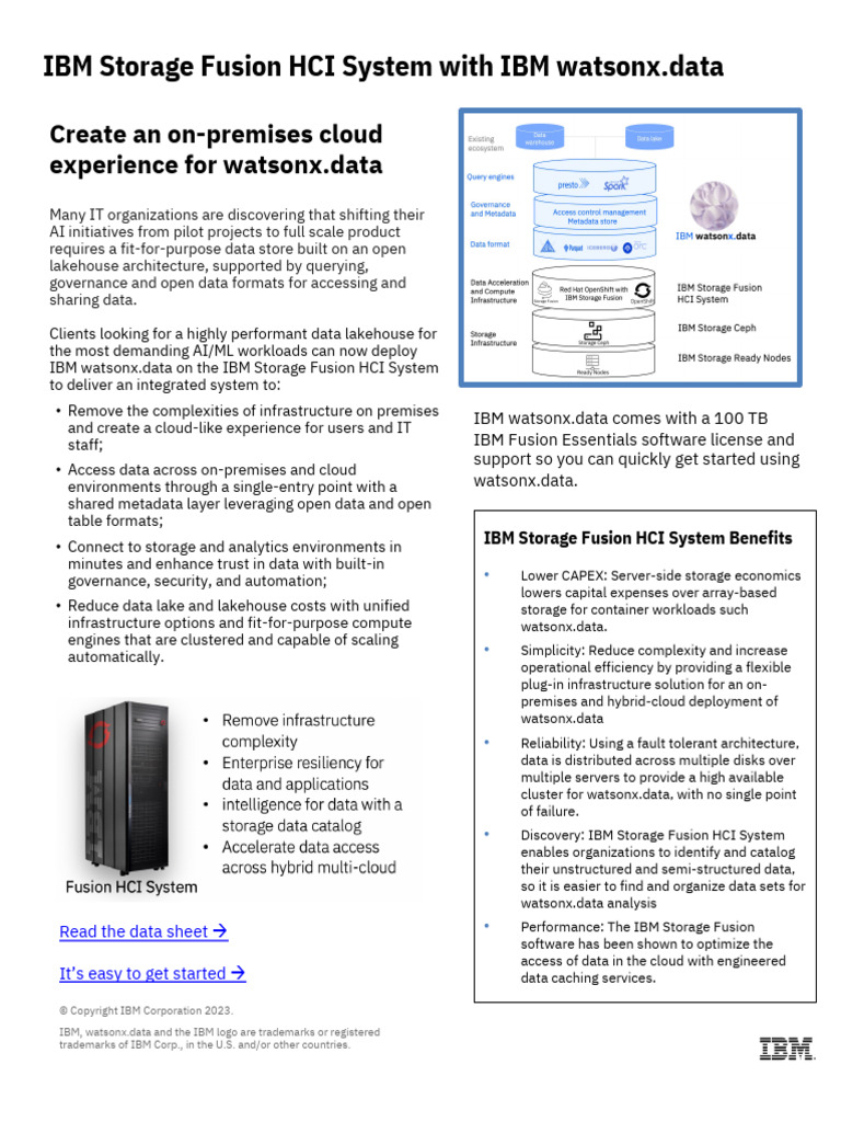 IBM watsonx.data on Fusion HCI System | PDF | Cloud Computing ...