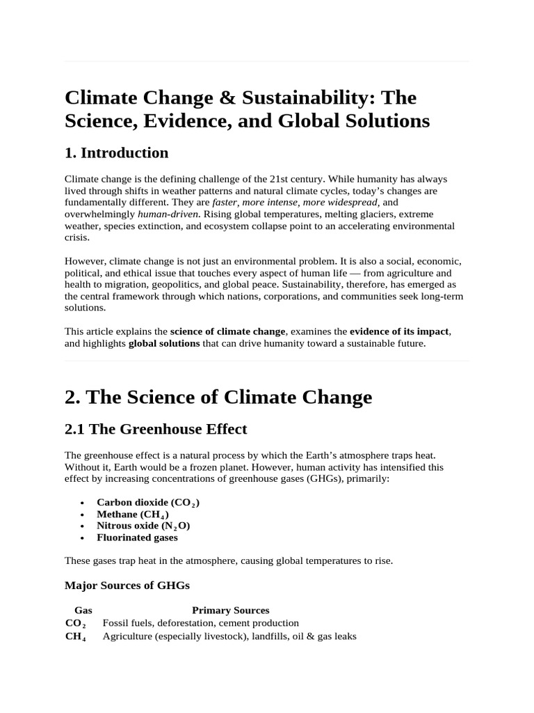 Climate Change: Science and Solutions | PDF | Climate Change ...