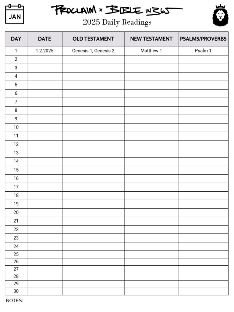 2025 Daily Bible Reading Plan | PDF