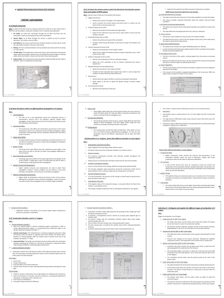 Applied Thermodynamics QB Thoery Solutions-1 | PDF | Throttle | Carburetor