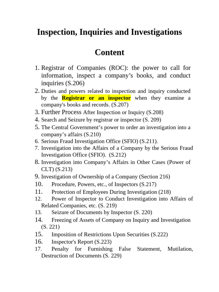 Company Inspection and Investigation Guidelines | PDF | Bail | Arrest