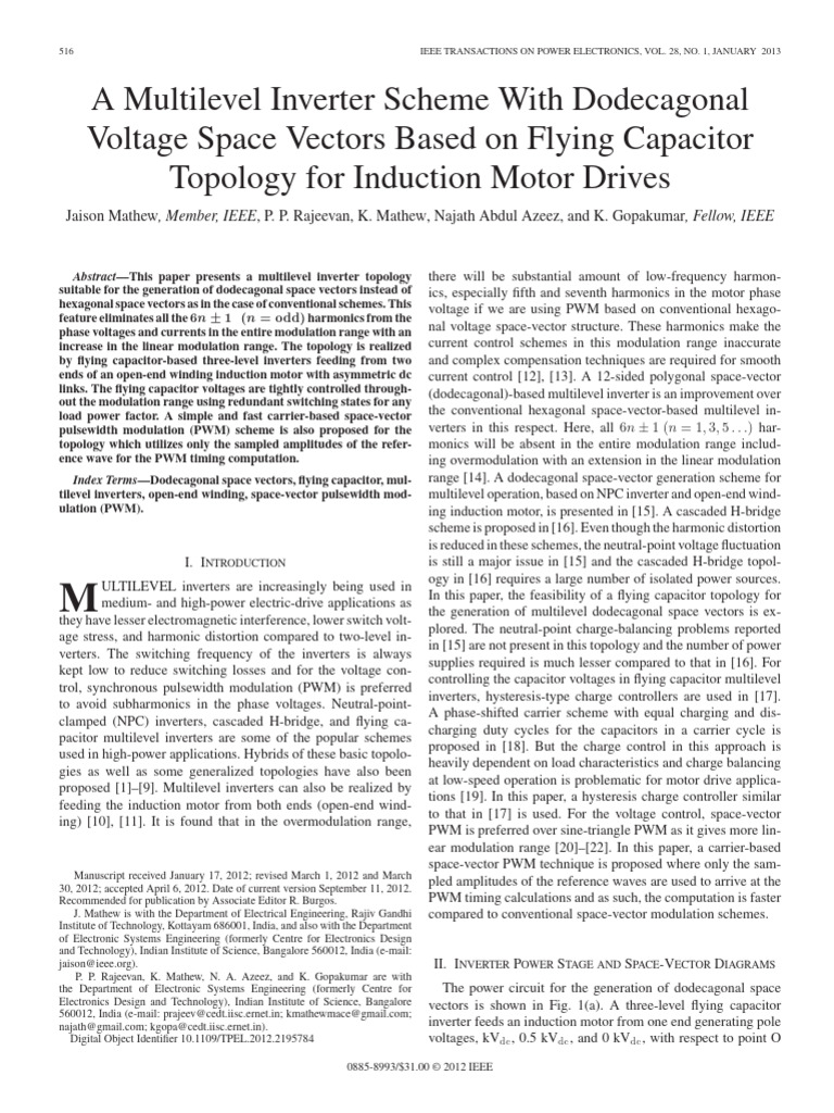 A Multilevel Inverter Scheme With Dodecagonal Voltage Space Vectors ...
