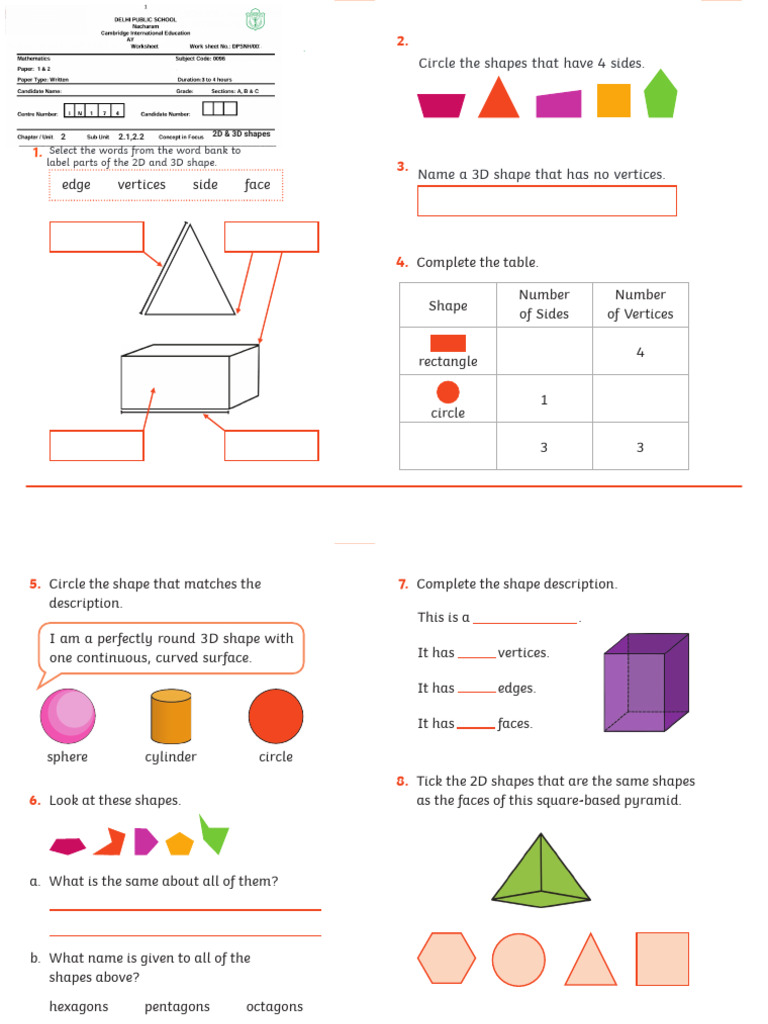 Grade 1 Unit2-02 shape ws (2) | PDF | Shape | Triangle