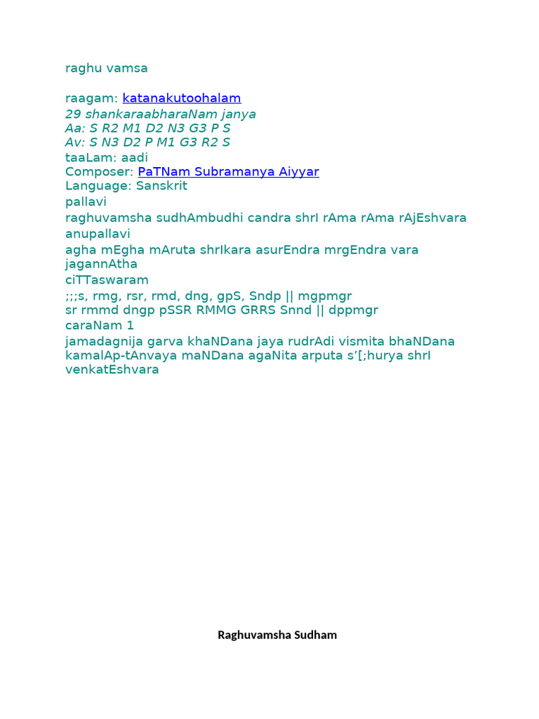 Raghuvamsha sudham 1 | PDF | Forms Of Vishnu | Ramayana