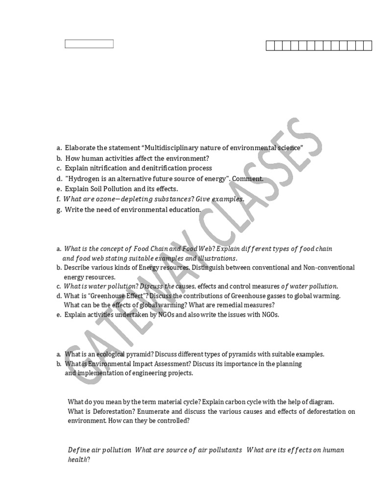 EVs Model Papers (TWO) | PDF | Ecosystem | Ecology