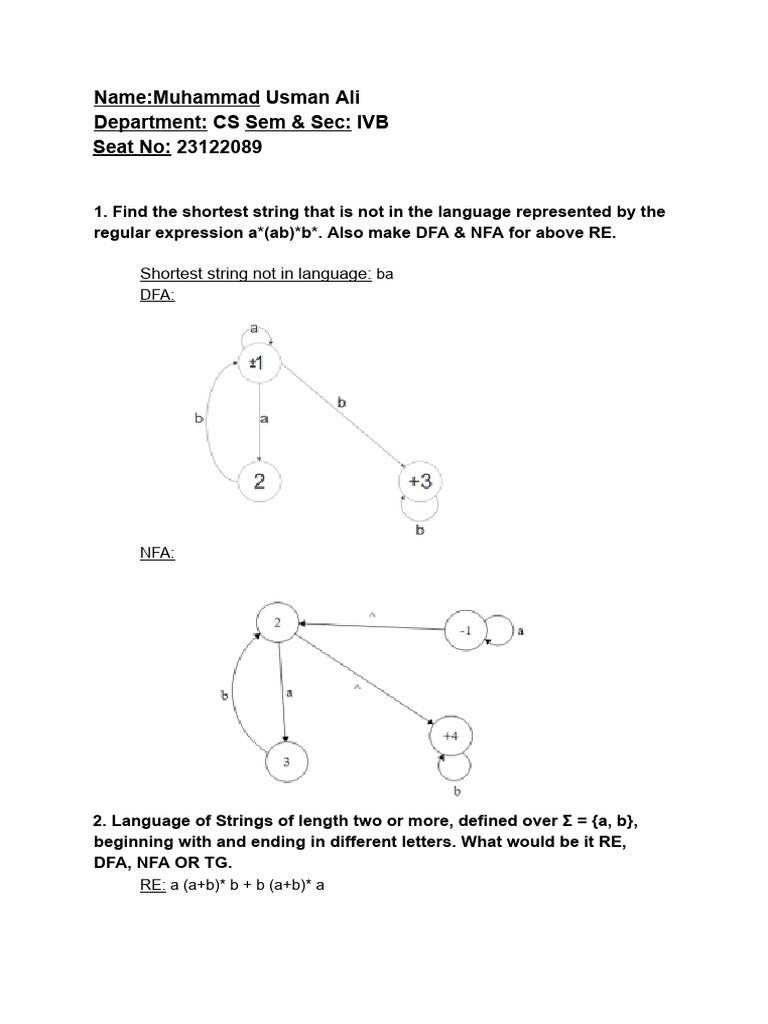Regular Expressions and Automata Analysis | PDF
