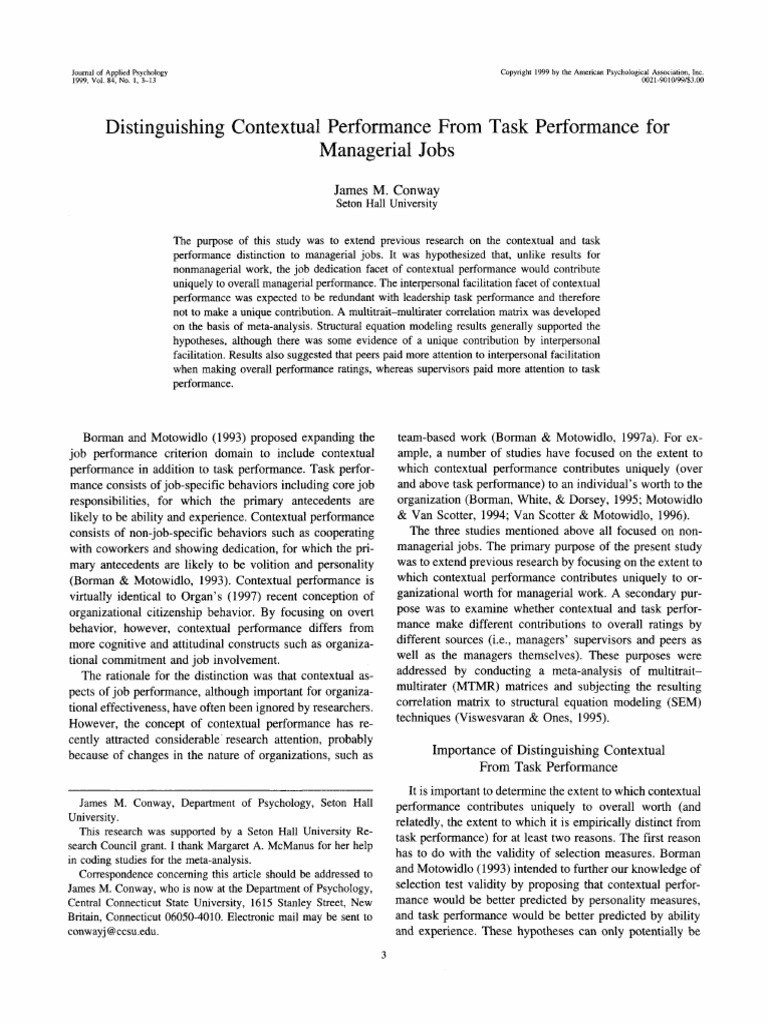 Contextual vs. Task Performance in Management | PDF | Leadership | Meta ...