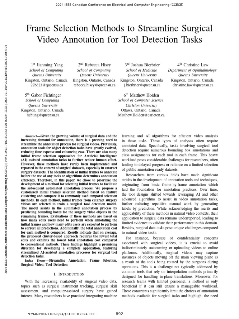 Frame Selection Methods To Streamline Surgical Video Annotation For ...
