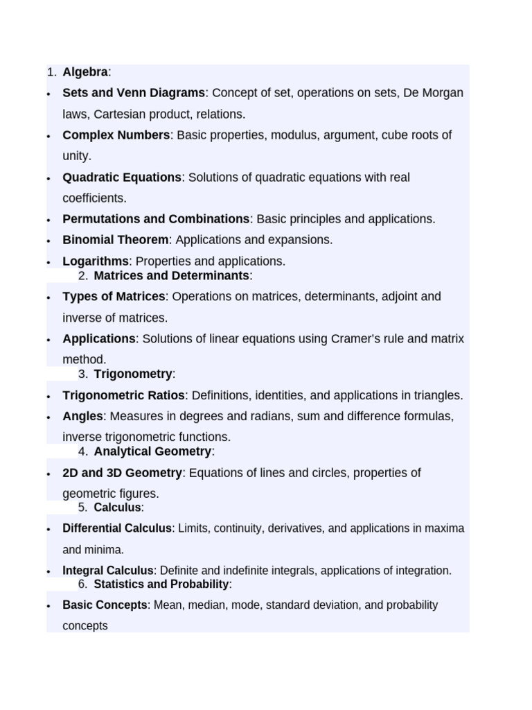 Comprehensive Math Concepts Overview | PDF
