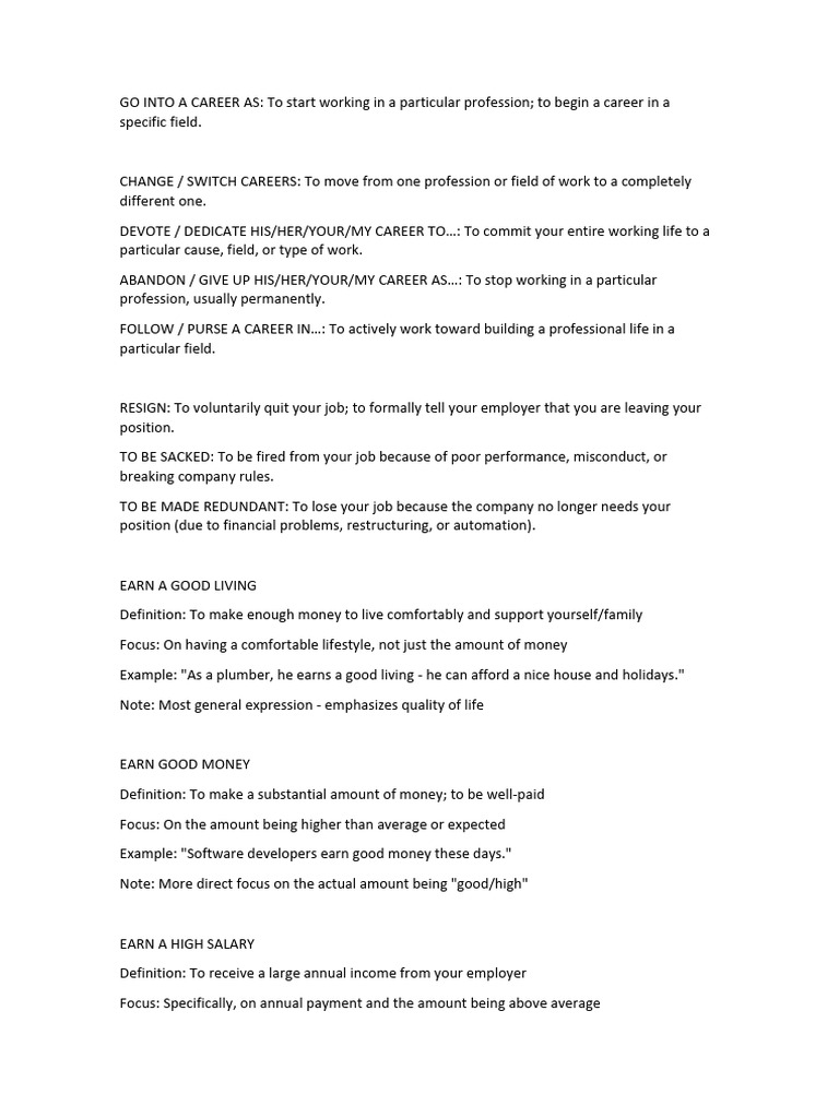 Career Terminology and Job Descriptions | PDF | Salary | Labor Relations