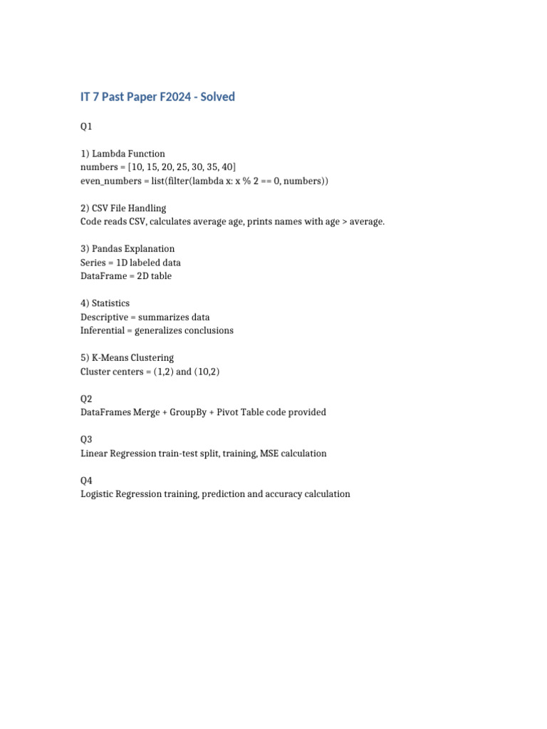 IT7 Solved Paper | PDF