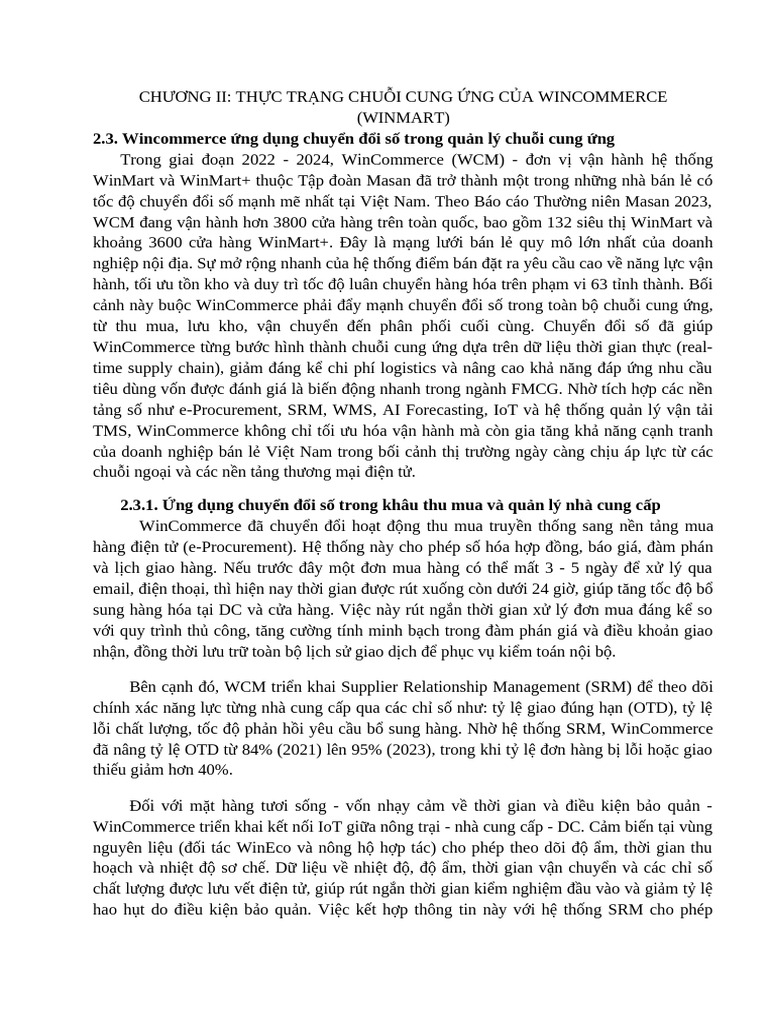 Chương Ii - TH C TR NG Chu I Cung NG C A Wincommerce (Winmart) | PDF