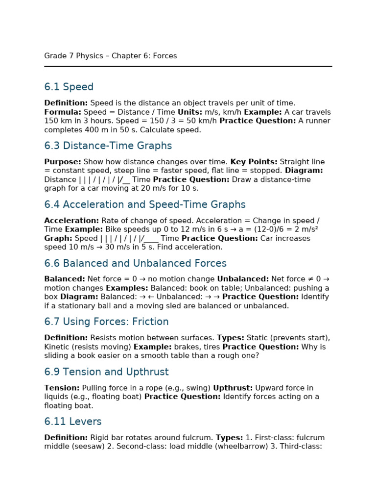 Grade 7 Physics: Understanding Forces | PDF | Force | Lever