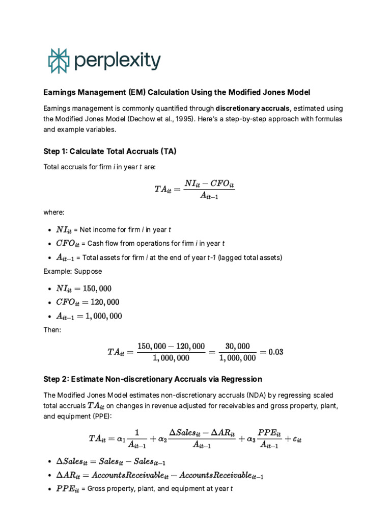 Earnings Management with Modified Jones Model | PDF | Regression ...