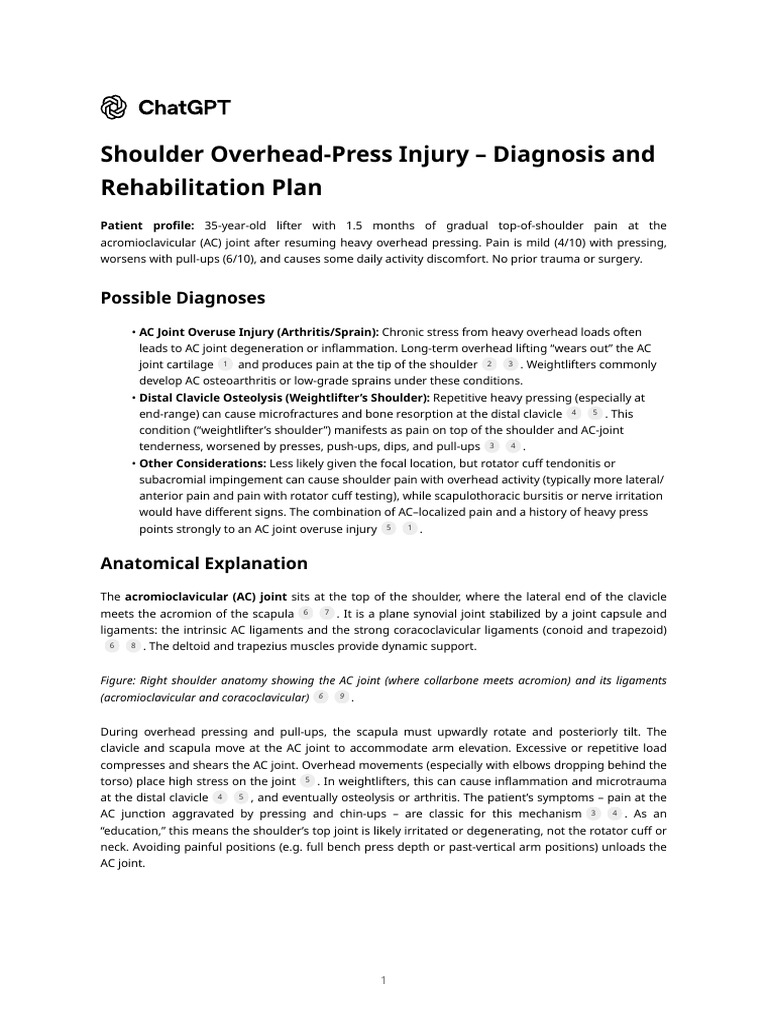 AC Joint Injury: Diagnosis & Rehab Guide | PDF | Shoulder | Anatomical ...