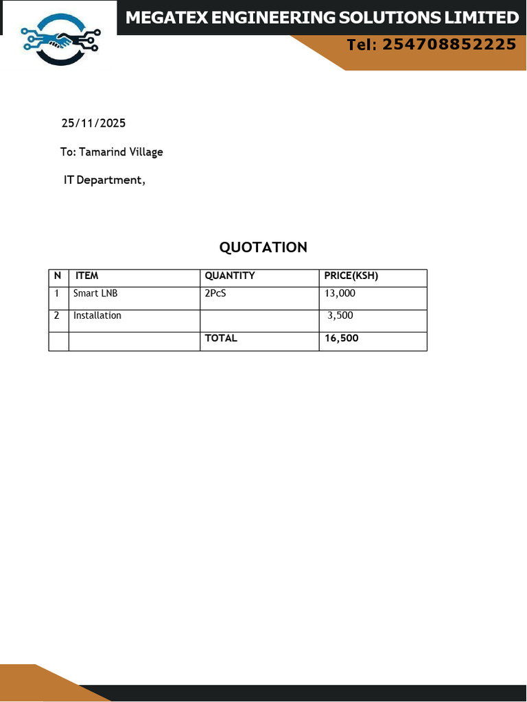 Smart LNB Quotation for Tamarind Village | PDF