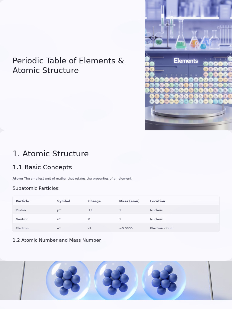 Atomic Structure & Periodic Table Guide | PDF | Atoms | Periodic Table