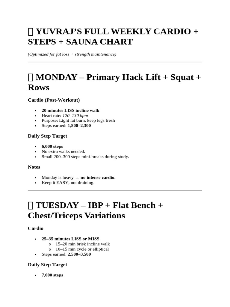 Weekly Cardio & Steps Plan for Fat Loss | PDF | Aerobic Exercise ...