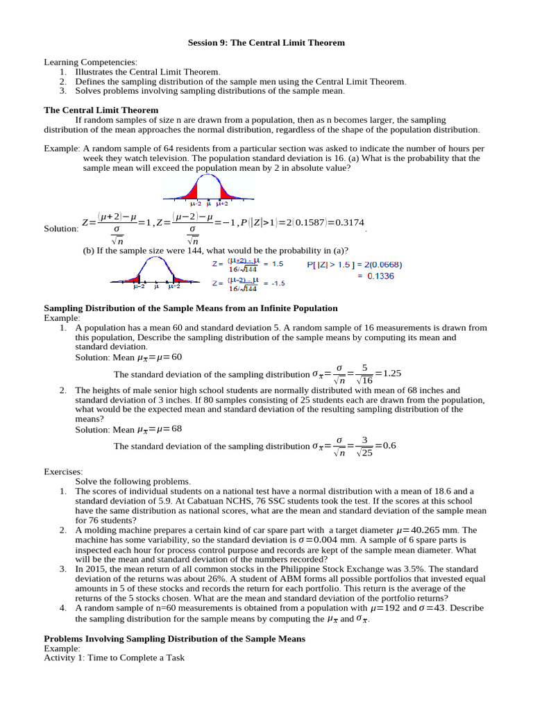 Understanding the Central Limit Theorem | PDF | Standard Deviation ...