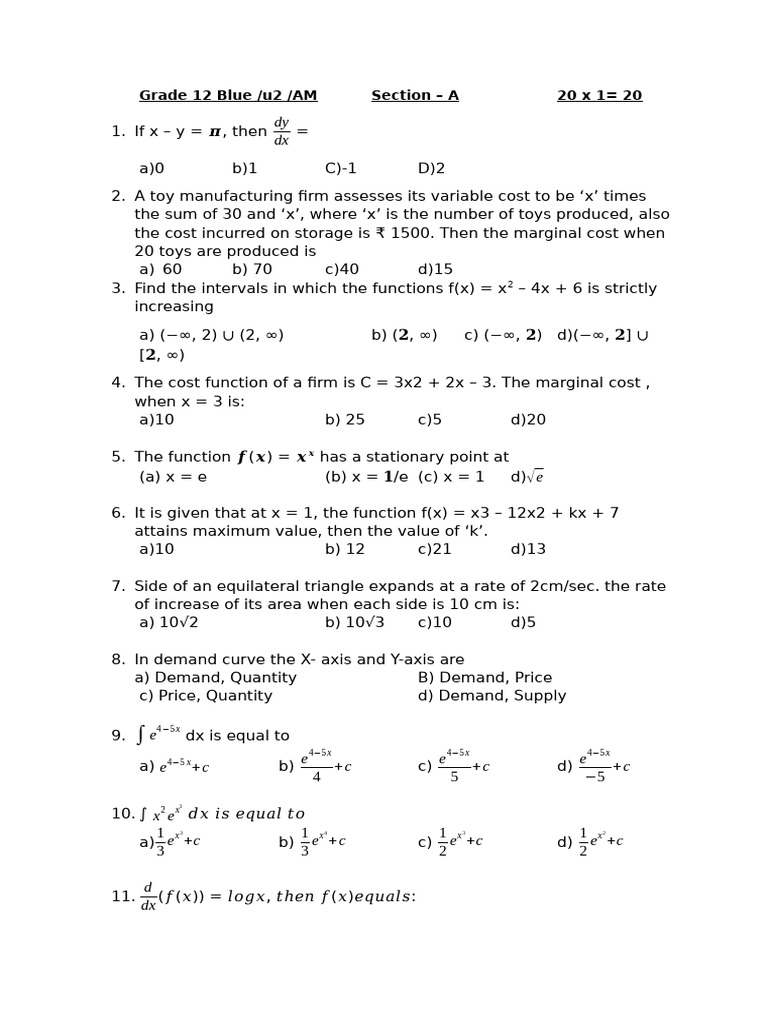 Grade 12 Mathematics Exam Questions | PDF | Normal Distribution | Demand