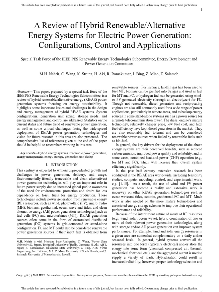 A Review of Hybrid Renewable Alternative | PDF | Distributed Generation ...