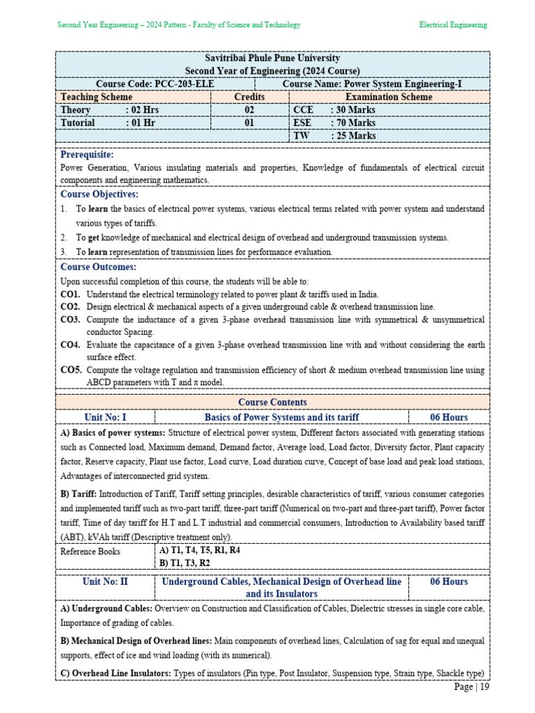Power System Engineering Course 2024 | PDF | Electric Power ...