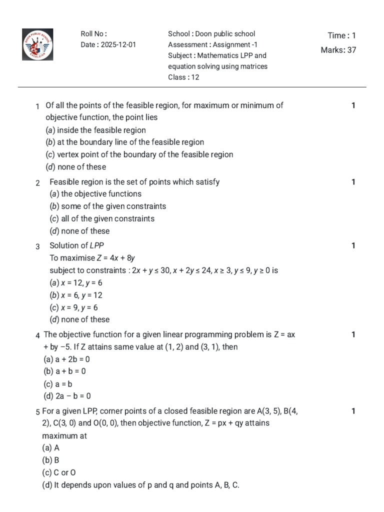 Assignment - 1 Special Classes | PDF | Mathematical Optimization ...