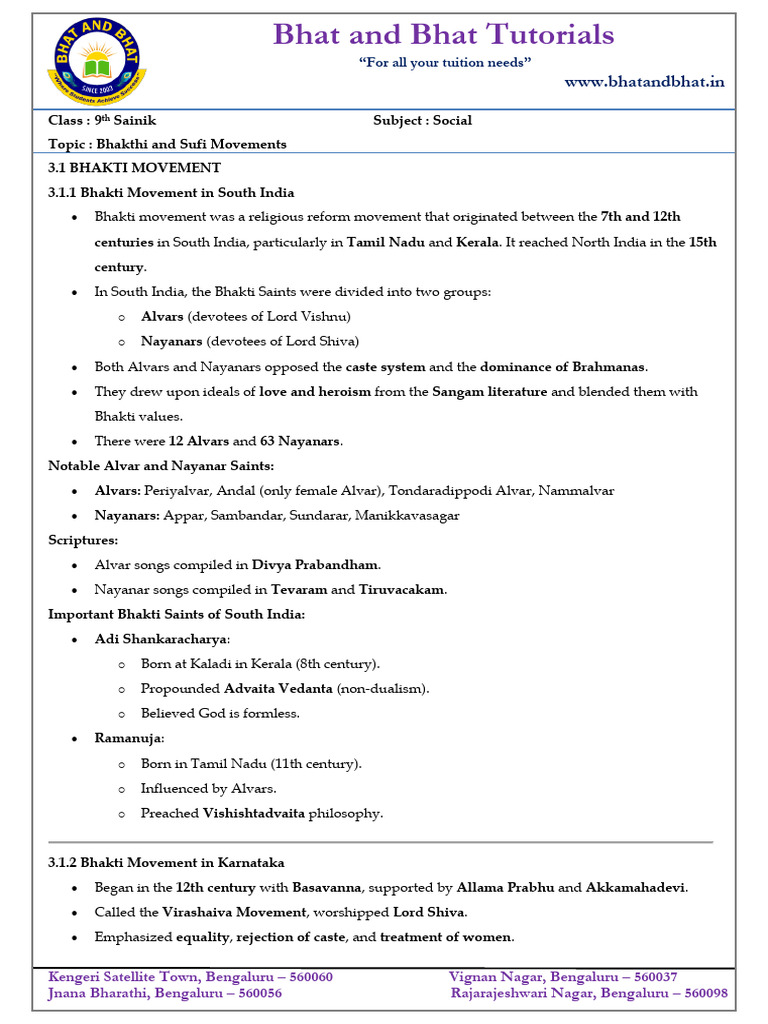 Bhakti and Sufi Movements Overview | PDF | Guru Granth Sahib | Bhakti ...