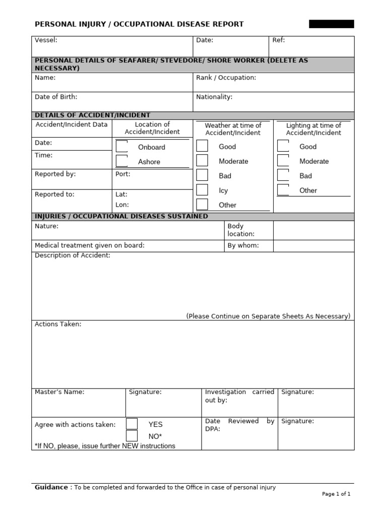 Personal Injury & Occupational Disease Report | PDF