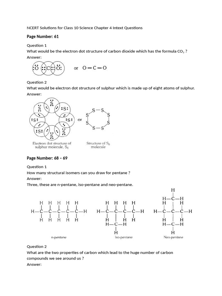 NCERT Class 10 Science Chapter 4 Solutions | PDF | Valence (Chemistry ...