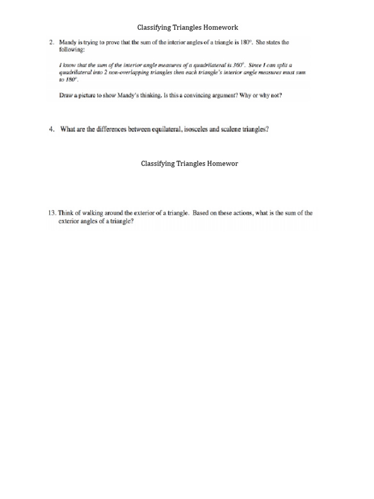 Classifying Triangles HW | PDF