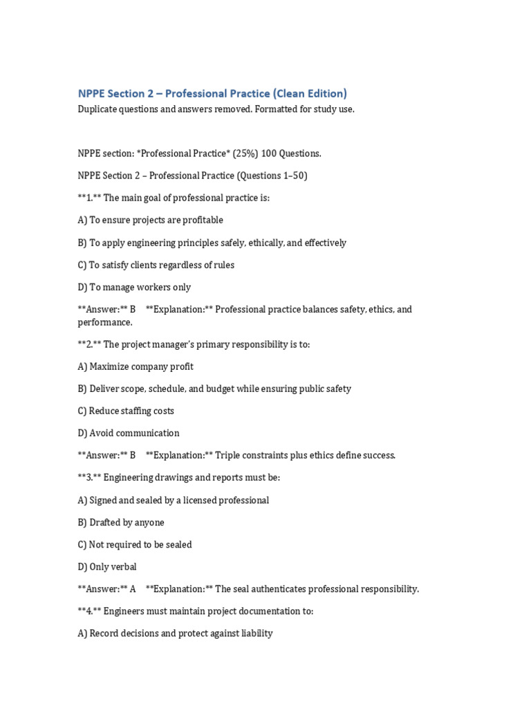 NPPE Professional Practice Study Guide | PDF | Risk | Quality Assurance