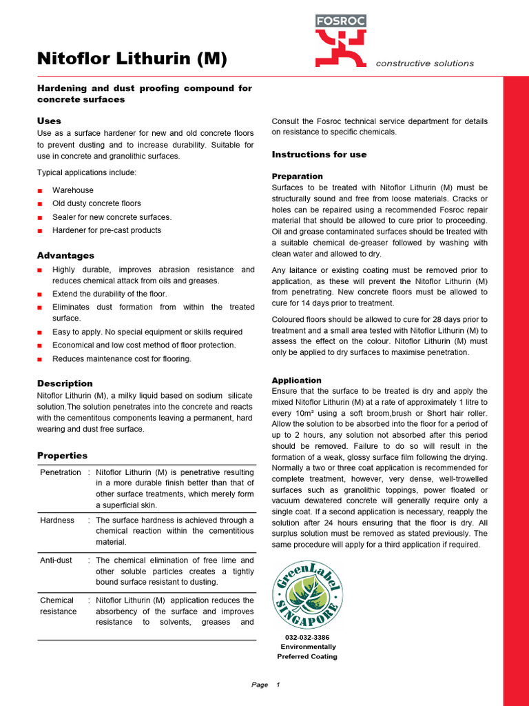 Concrete Dust Proofing Compound | PDF | Concrete | Water