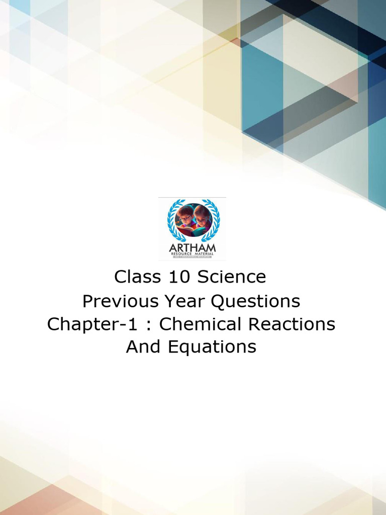 Class 10 Science Pyqs With Solution Chapter 1 Chemical Reactions Pdf