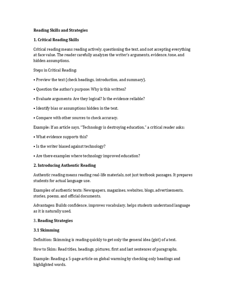 Effective Reading Skills and Strategies | PDF | Speed Reading | Writing