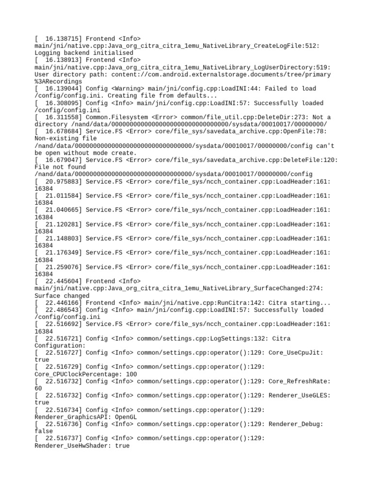 Citra Emulator Log Analysis | PDF | Computer Data | Computer Science