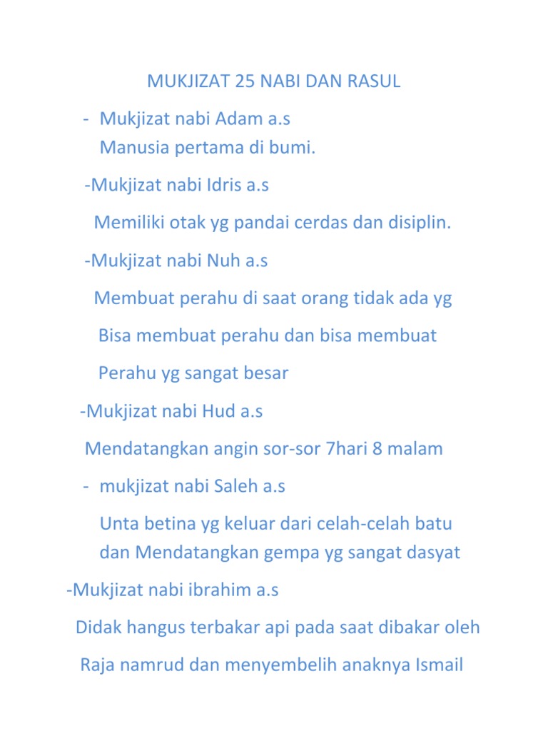 Mukjizat 25 Nabi Dan Rasul Pdf
