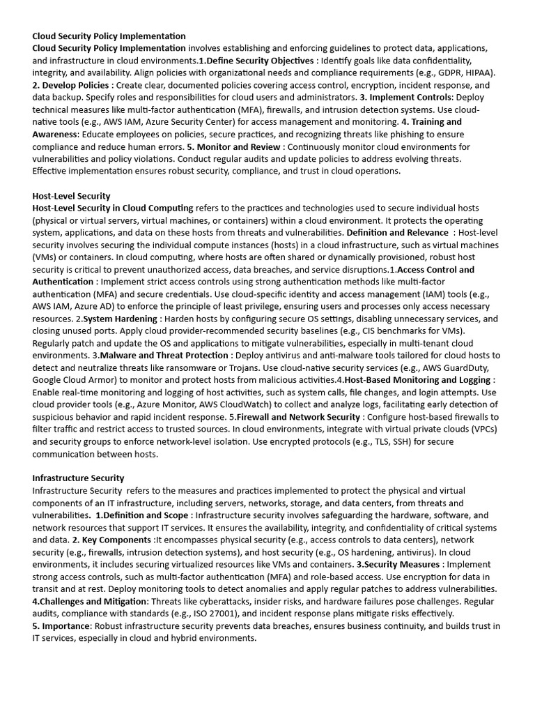 Cloud Security Policy and Implementation Guide | PDF | Cloud Computing ...