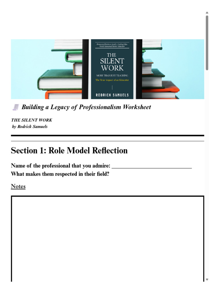 Professionalism Reflection Worksheet | PDF